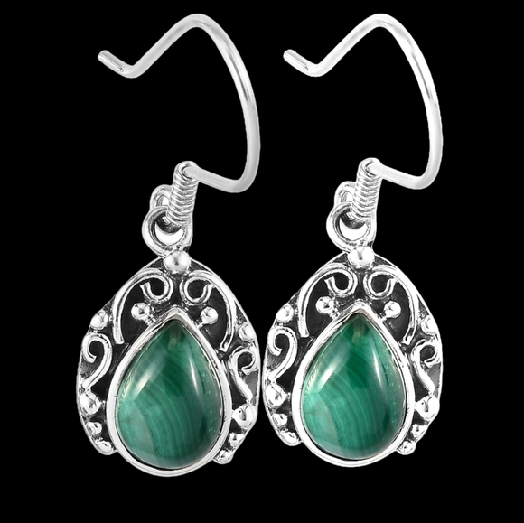 🔥PRICE DROP🔥NWT ARTISAN AFRICAN MALACHITE STERLING SILVER DANG EARRINGS - Picture 7 of 8